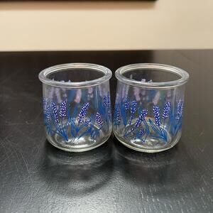 Set of 2 OUI Yogurt Limited Edition Flower Decorated Empty 5 oz. Jar